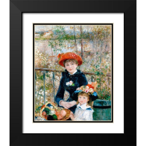 The Two Sisters, On the Terrace, 1881 Black Modern Wood Framed Art Print with Double Matting by Renoir, Pierre-Auguste