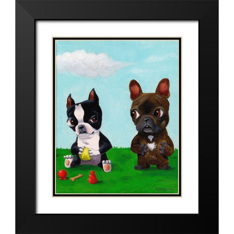 Boston and Frenchie Black Modern Wood Framed Art Print with Double Matting by Rubenacker, Brian