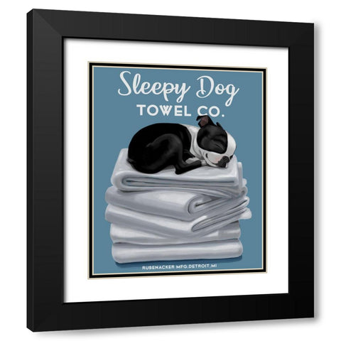 Sleepy Dog Black Modern Wood Framed Art Print with Double Matting by Rubenacker, Brian