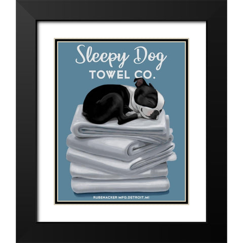 Sleepy Dog Black Modern Wood Framed Art Print with Double Matting by Rubenacker, Brian