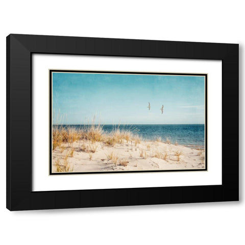 Beach And Gulls Black Modern Wood Framed Art Print with Double Matting by Ryan, Brooke T.