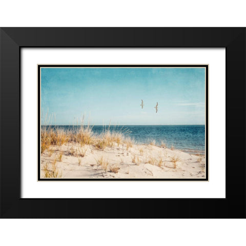 Beach And Gulls Black Modern Wood Framed Art Print with Double Matting by Ryan, Brooke T.