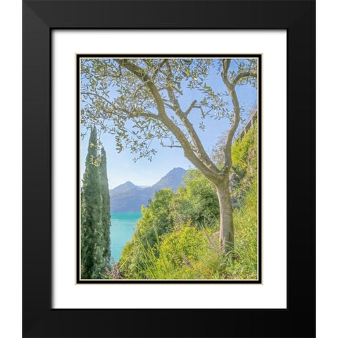Lago di Como View No. 2 Black Modern Wood Framed Art Print with Double Matting by Ryan, Brooke T.