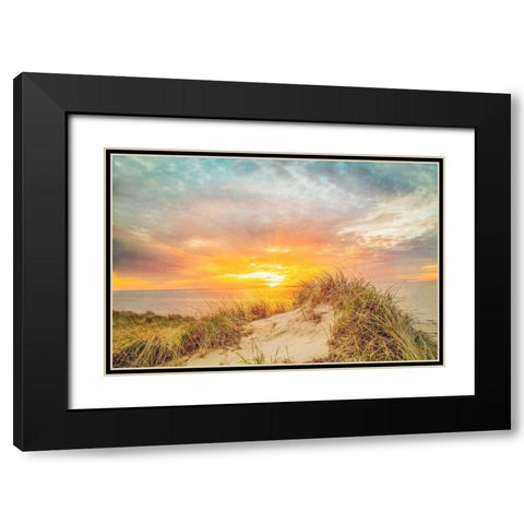 Sunset over The Dunes Black Modern Wood Framed Art Print with Double Matting by Ryan, Brooke T.