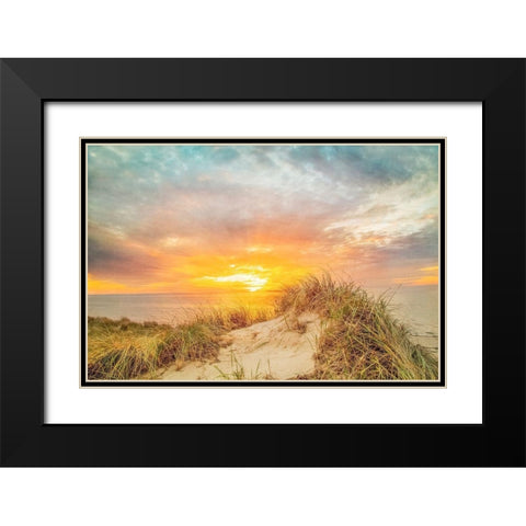 Sunset over The Dunes Black Modern Wood Framed Art Print with Double Matting by Ryan, Brooke T.