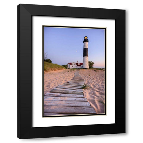 Big Sable Point Lighthouse Black Modern Wood Framed Art Print with Double Matting by Romanowicz, Adam