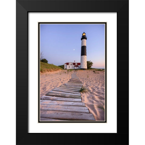 Big Sable Point Lighthouse Black Modern Wood Framed Art Print with Double Matting by Romanowicz, Adam