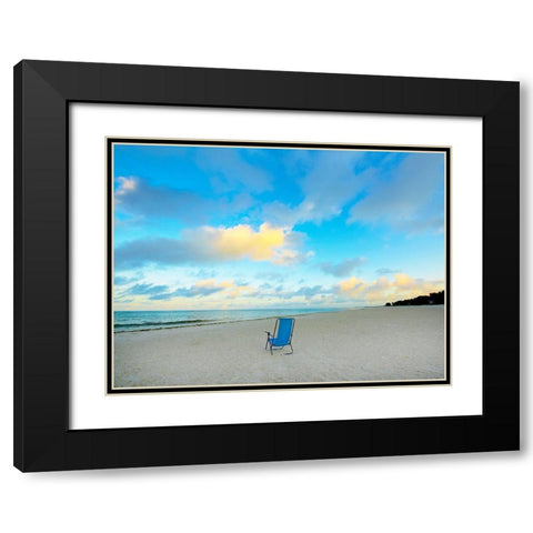 Chair On Beach Black Modern Wood Framed Art Print with Double Matting by Reed, Jack
