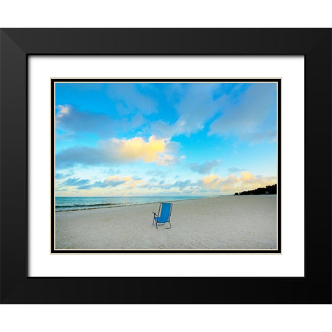 Chair On Beach Black Modern Wood Framed Art Print with Double Matting by Reed, Jack