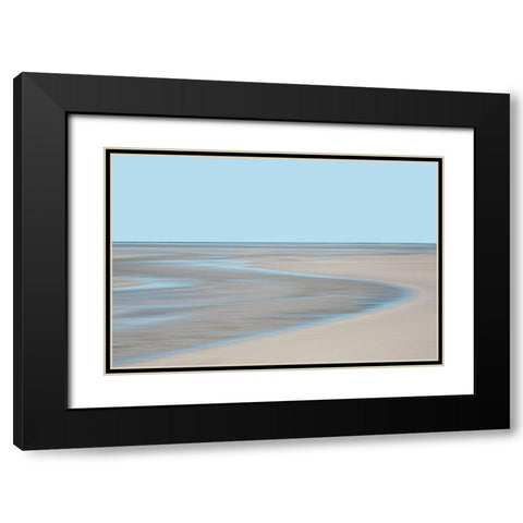 Blue and Beige Beach 1 Black Modern Wood Framed Art Print with Double Matting by Ryan, Brooke T.