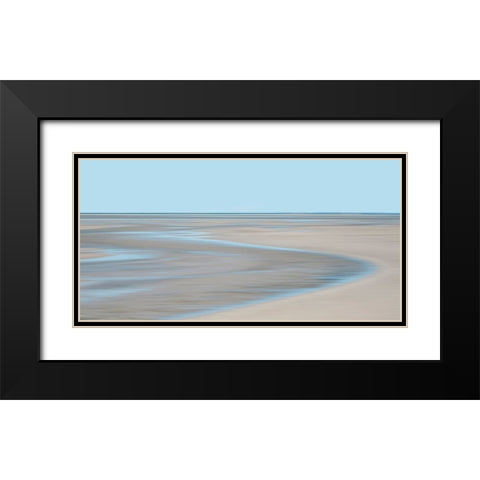 Blue and Beige Beach 2 Black Modern Wood Framed Art Print with Double Matting by Ryan, Brooke T.