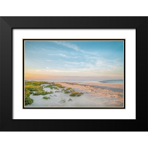 Morning Beach Black Modern Wood Framed Art Print with Double Matting by Ryan, Brooke T.