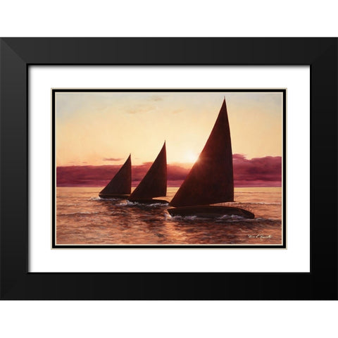 Evening Sails Black Modern Wood Framed Art Print with Double Matting by Romanello, Diane