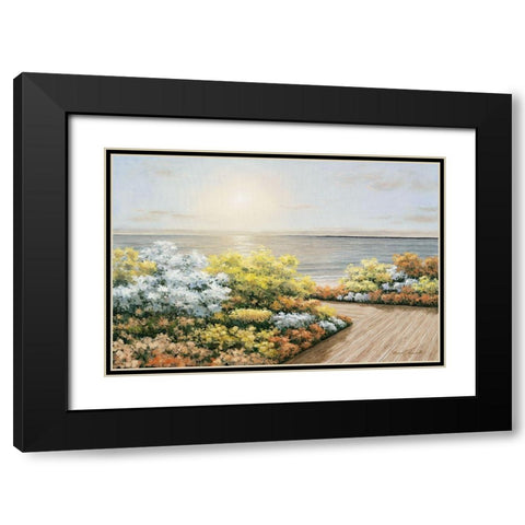 Deck And Flowers Black Modern Wood Framed Art Print with Double Matting by Romanello, Diane