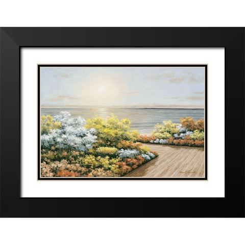 Deck And Flowers Black Modern Wood Framed Art Print with Double Matting by Romanello, Diane