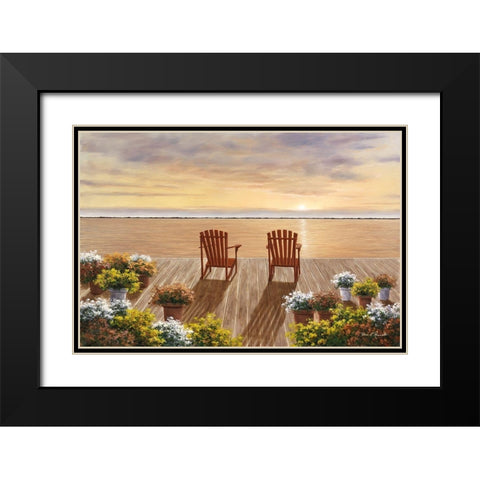 Evening Deck View Black Modern Wood Framed Art Print with Double Matting by Romanello, Diane