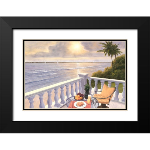 Breakfast on the Veranda Black Modern Wood Framed Art Print with Double Matting by Romanello, Diane