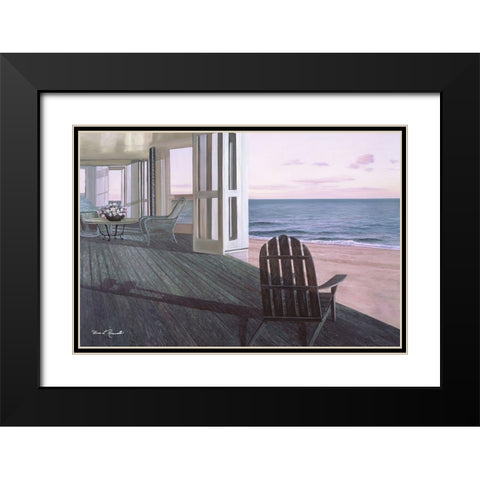 Beach House Black Modern Wood Framed Art Print with Double Matting by Romanello, Diane