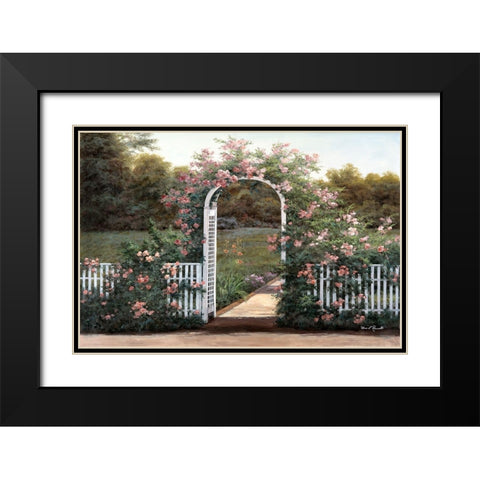 Rose Trellis Black Modern Wood Framed Art Print with Double Matting by Romanello, Diane