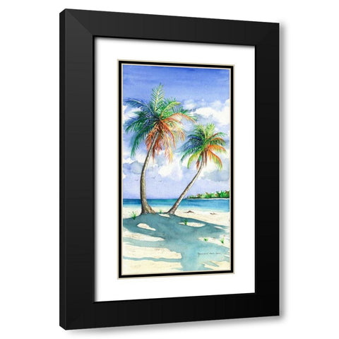 Palm Shadows Black Modern Wood Framed Art Print with Double Matting by Reichow, Christine