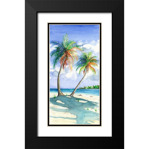 Palm Shadows Black Modern Wood Framed Art Print with Double Matting by Reichow, Christine