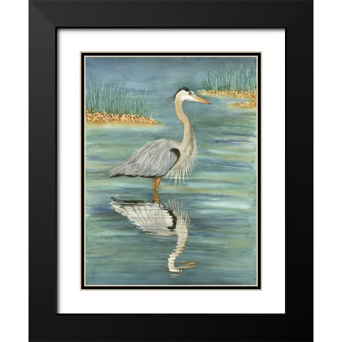 Blue Black Modern Wood Framed Art Print with Double Matting by Reichow, Christine