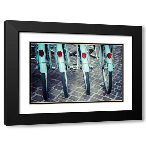 Bicycle Line Up 1 Black Modern Wood Framed Art Print with Double Matting by Reiss, Jessica