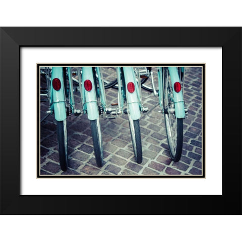 Bicycle Line Up 1 Black Modern Wood Framed Art Print with Double Matting by Reiss, Jessica