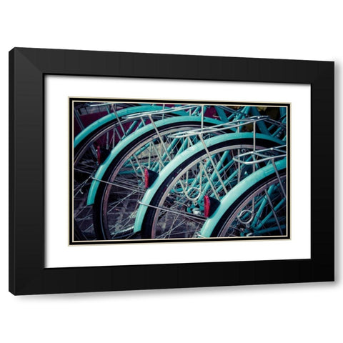 Bicycle Line Up 2 Black Modern Wood Framed Art Print with Double Matting by Reiss, Jessica