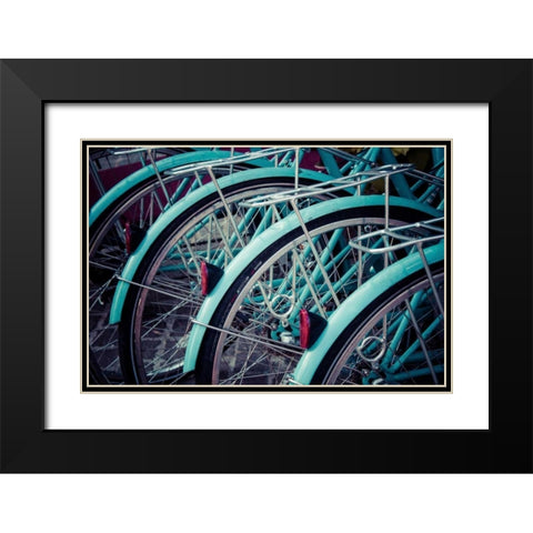 Bicycle Line Up 2 Black Modern Wood Framed Art Print with Double Matting by Reiss, Jessica
