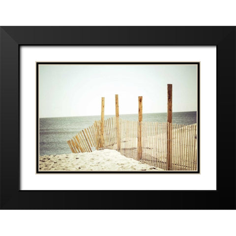 Wooden Beach Fence Black Modern Wood Framed Art Print with Double Matting by Reiss, Jessica