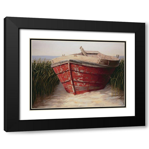 Red Boat Black Modern Wood Framed Art Print with Double Matting by Soderlund, Karl