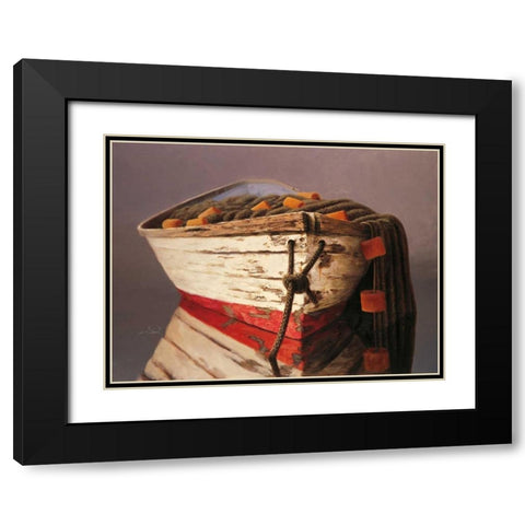 Swampscott Dory Black Modern Wood Framed Art Print with Double Matting by Soderlund, Karl