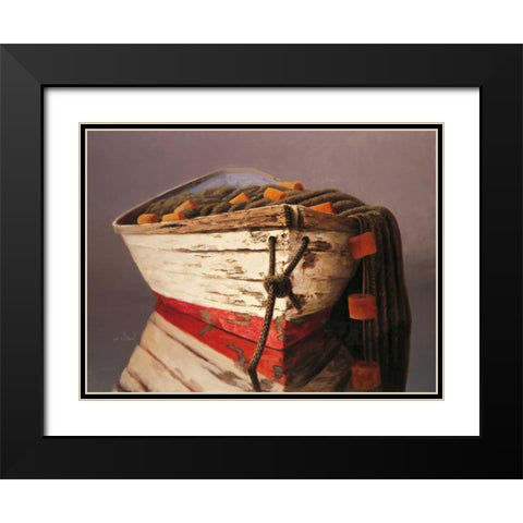 Swampscott Dory Black Modern Wood Framed Art Print with Double Matting by Soderlund, Karl