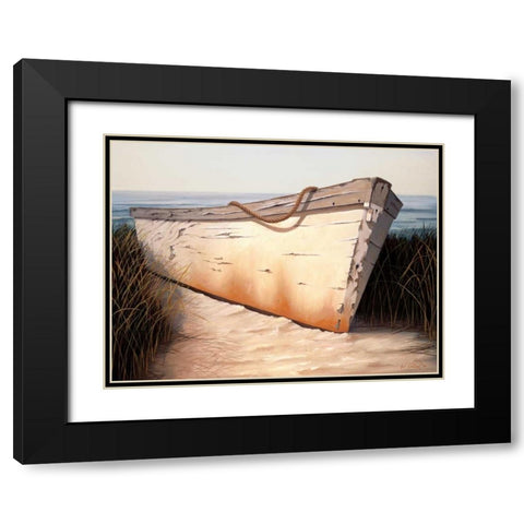 White Boat Black Modern Wood Framed Art Print with Double Matting by Soderlund, Karl