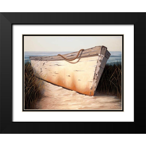 White Boat Black Modern Wood Framed Art Print with Double Matting by Soderlund, Karl