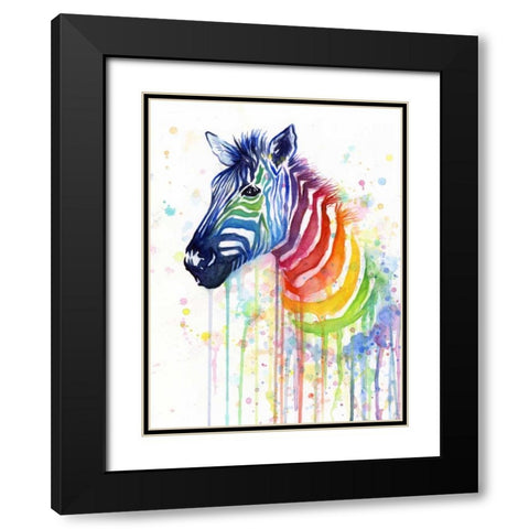 Rainbow Zebra Black Modern Wood Framed Art Print with Double Matting by Shvartsur, Olga