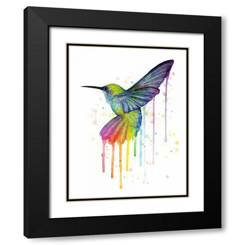 Rainbow Hummingbird Black Modern Wood Framed Art Print with Double Matting by Shvartsur, Olga