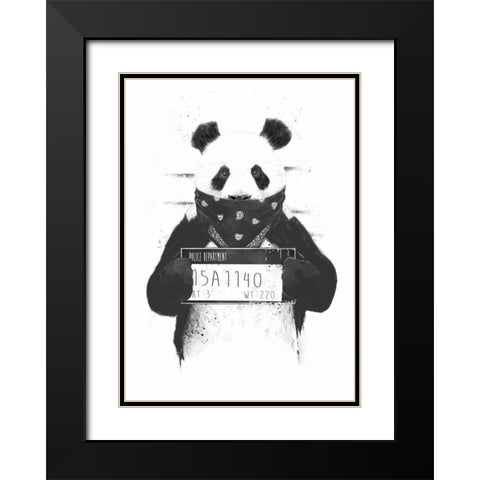 Bad Panda Black Modern Wood Framed Art Print with Double Matting by Solti, Balazs