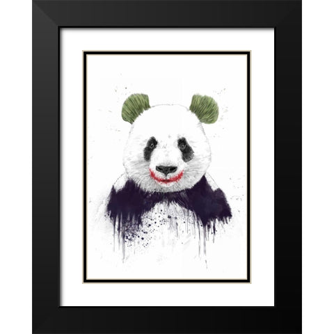Joker Face Black Modern Wood Framed Art Print with Double Matting by Solti, Balazs