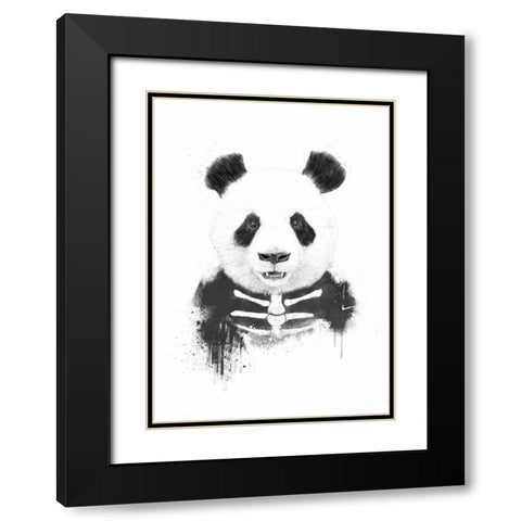 Zombie Panda Black Modern Wood Framed Art Print with Double Matting by Solti, Balazs