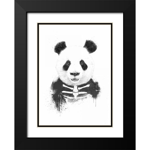 Zombie Panda Black Modern Wood Framed Art Print with Double Matting by Solti, Balazs