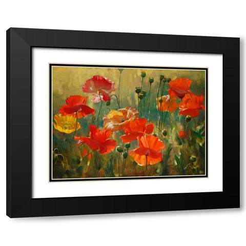 Poppy Fields Black Modern Wood Framed Art Print with Double Matting by Styles, Emma