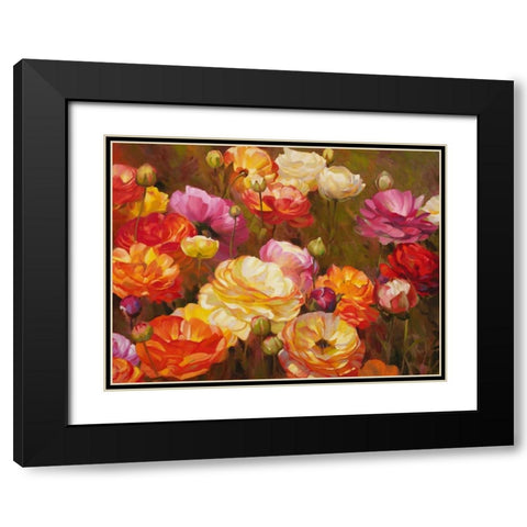 Ranunculus Garden Black Modern Wood Framed Art Print with Double Matting by Styles, Emma