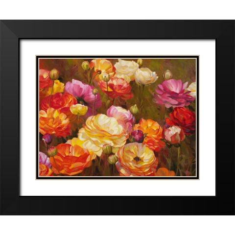 Ranunculus Garden Black Modern Wood Framed Art Print with Double Matting by Styles, Emma