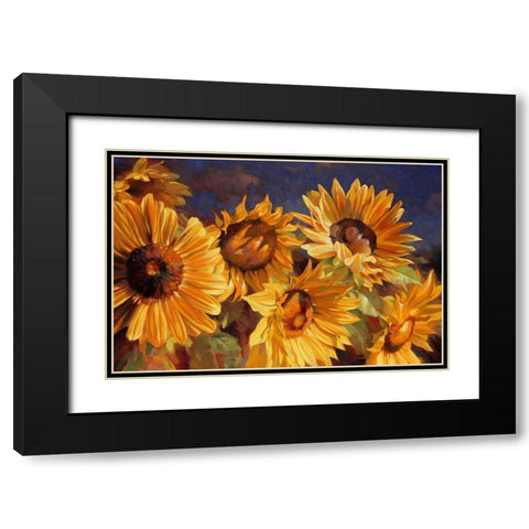 Sunflower Black Modern Wood Framed Art Print with Double Matting by Styles, Emma