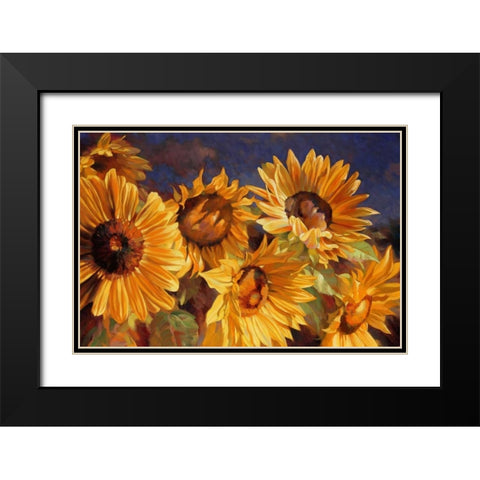 Sunflower Black Modern Wood Framed Art Print with Double Matting by Styles, Emma