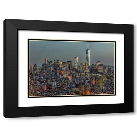 Downtown Skyline 12 Black Modern Wood Framed Art Print with Double Matting by Silver, Richard