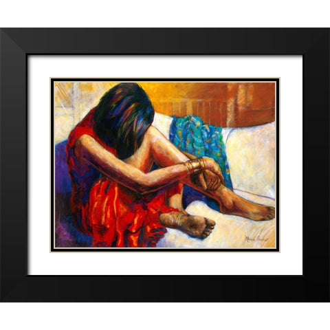 Repose Black Modern Wood Framed Art Print with Double Matting by Stewart, Monica