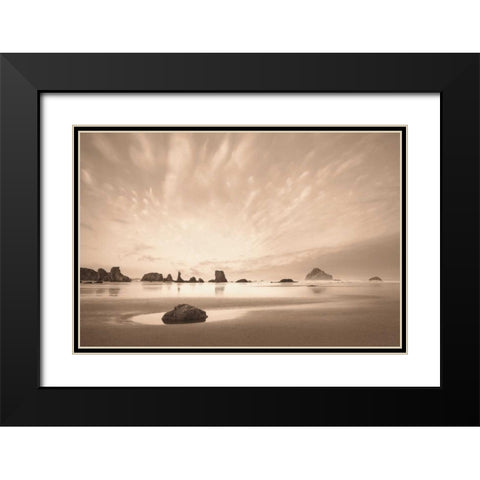 Morning on the Beach Black Modern Wood Framed Art Print with Double Matting by Svibilsky, Igor